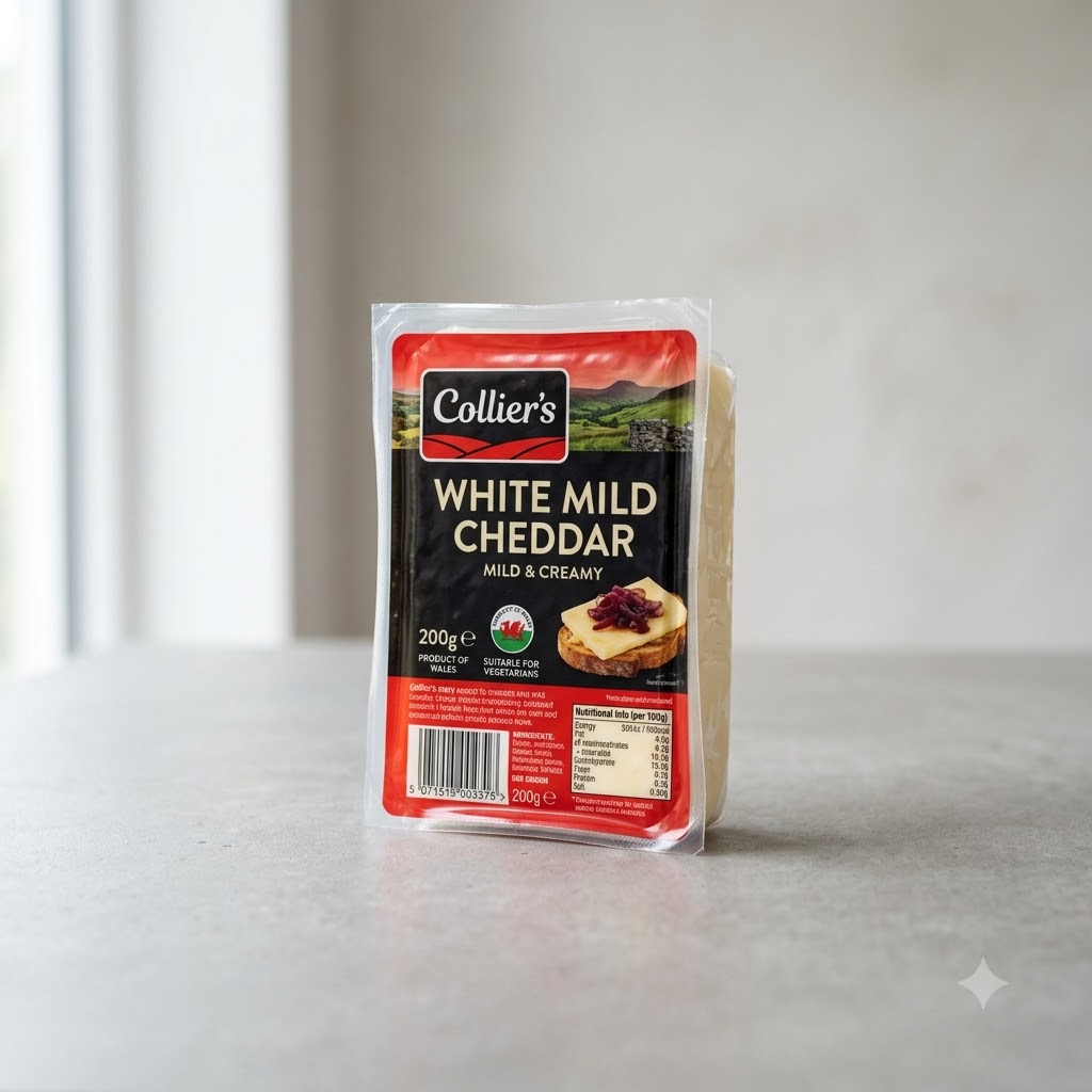 Collier’s White Mild Cheddar Cheese 200g